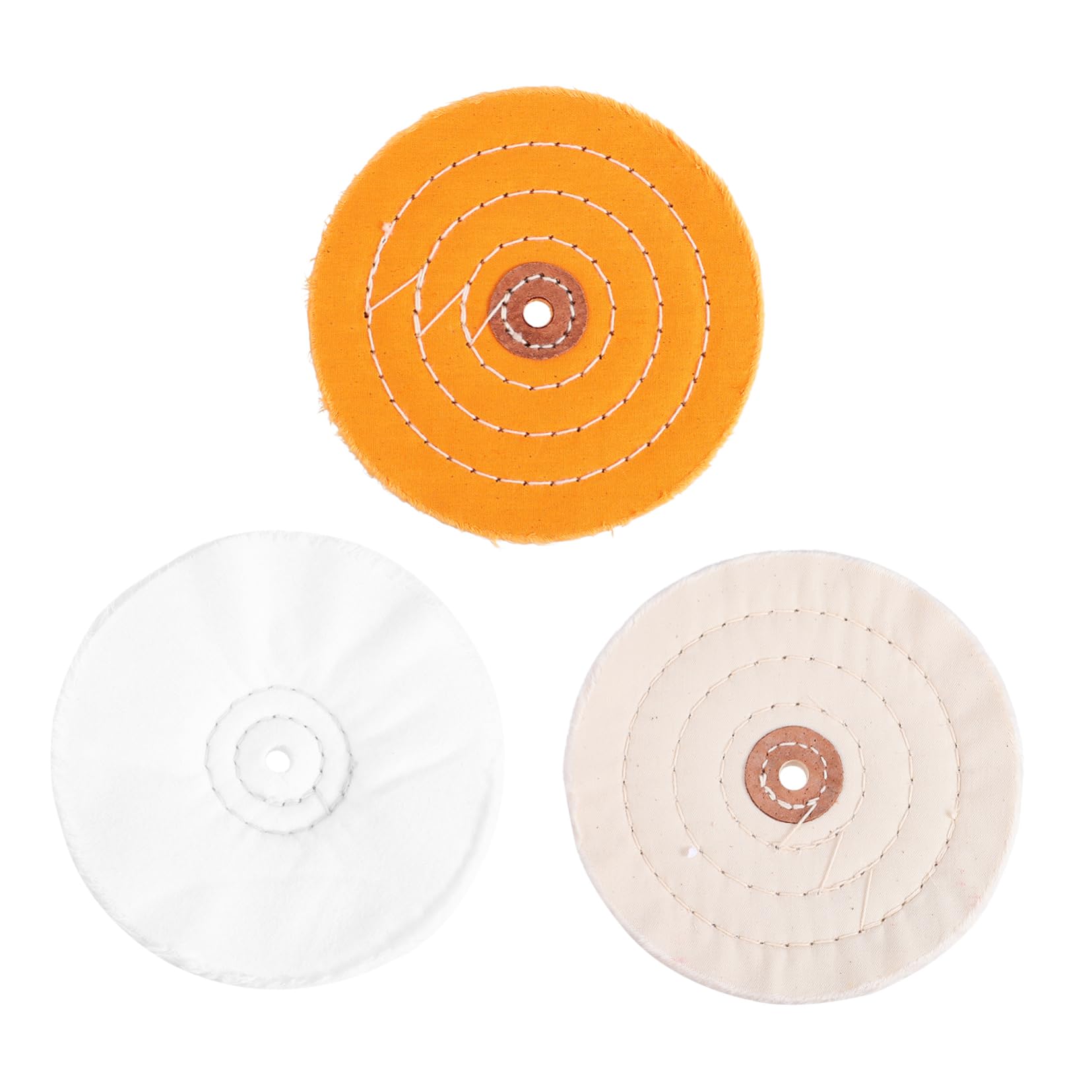 Cabilock 3pcs Set Cloth Buffing Polishing Wheels Kit for Bench Buffer Tools Durable Polisher Equipment for Electric Grinders Drills Surface Finishing for Furniture Auto Maintenance