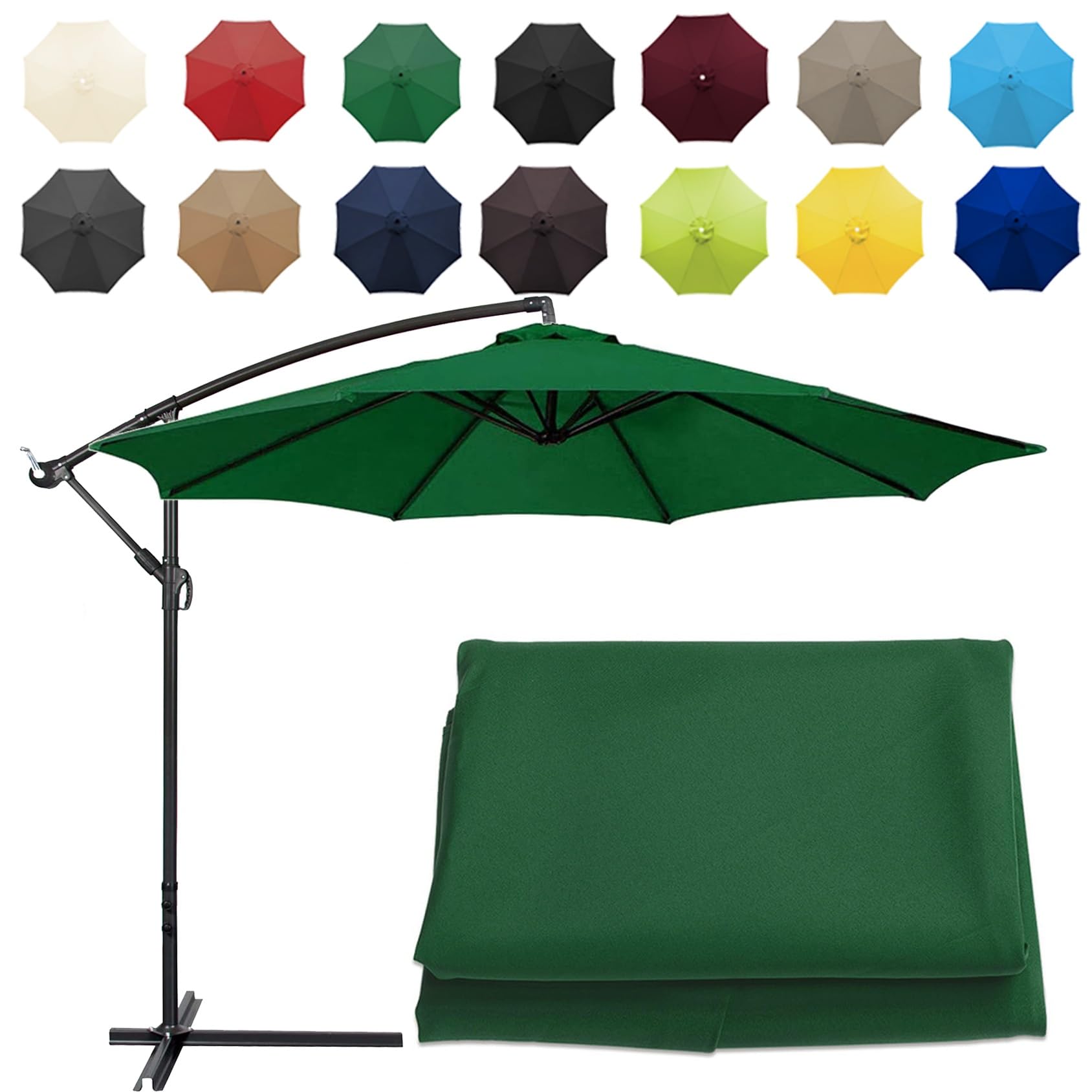 Cmjymx Unisex Green Replacement Parasol Canopy Sun Umbrella Replacement Cloth For 200Cm-6 Arms 2.7M-6 Arms 2.7M-8 Arms 300Cm-6 Arms 300Cm-8 Arms(Color:,Size:8 Ribs-3M(9.8Ft))
