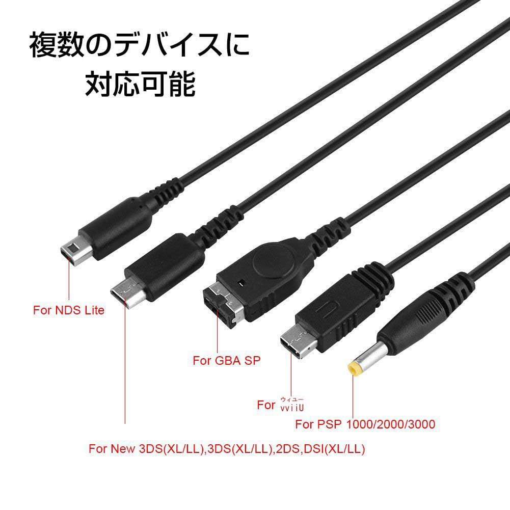 BEADY 5 w 1 USB 3DS (XL/LL), 2DS, DSi(XL/LL), GBA SP, Wii U, PSP 1000/2000/3000
