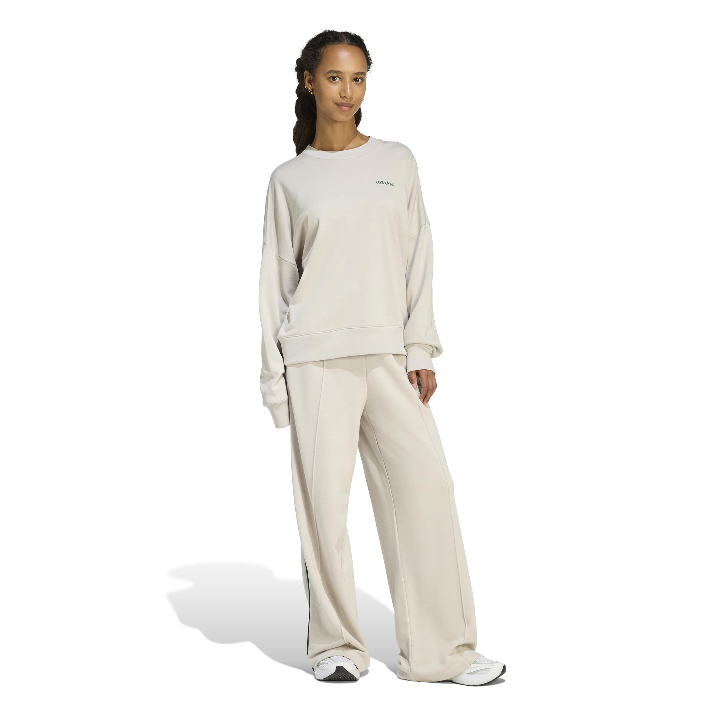 adidas dames Seasonal Essentials Colorpop Sweatshirt with Embroidered Graphic, wonder alumina/collegiate green, S