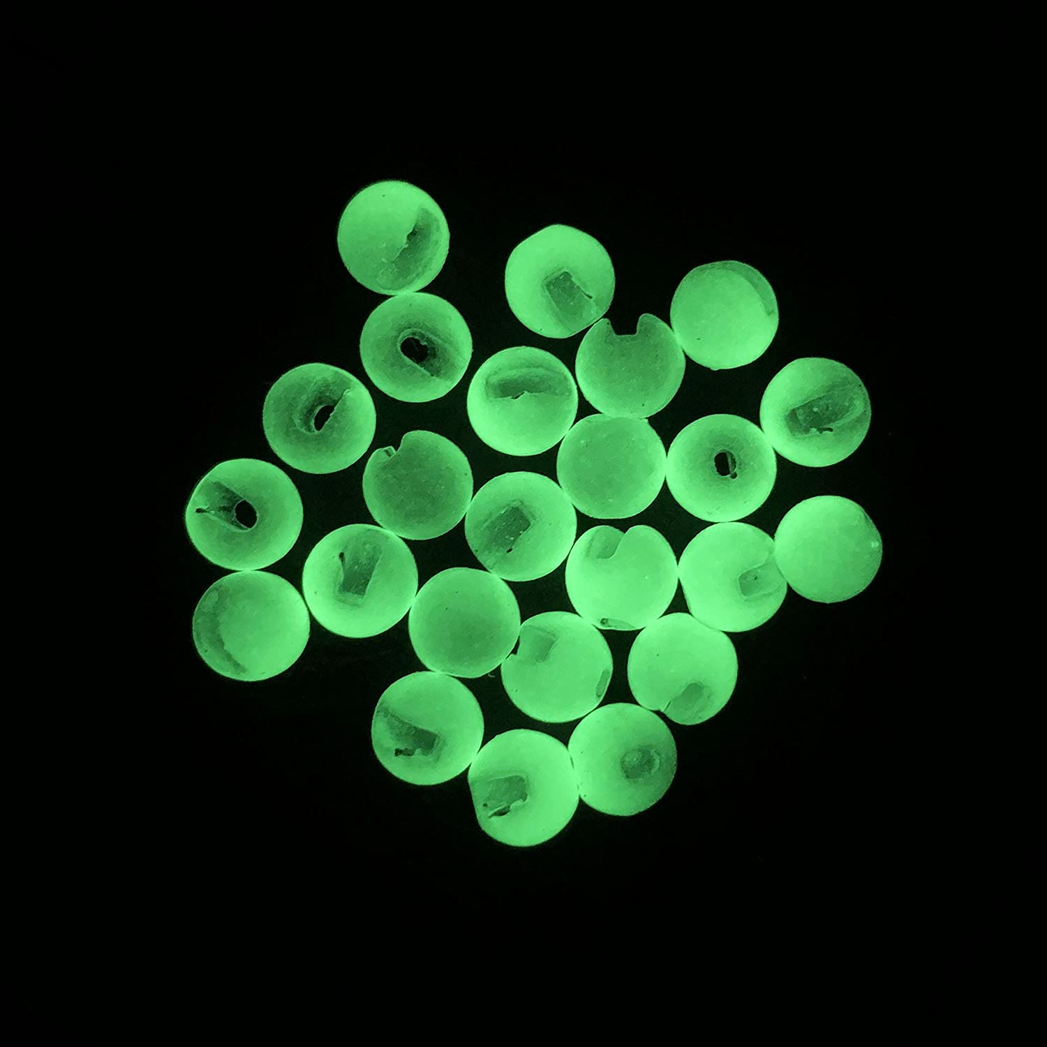 30 pcs/lot Glow in The Dark 3 Sizes Nice-Designed Slotted Luminous White Tungsten Beads Fly Tying Beads Materials (3mm)