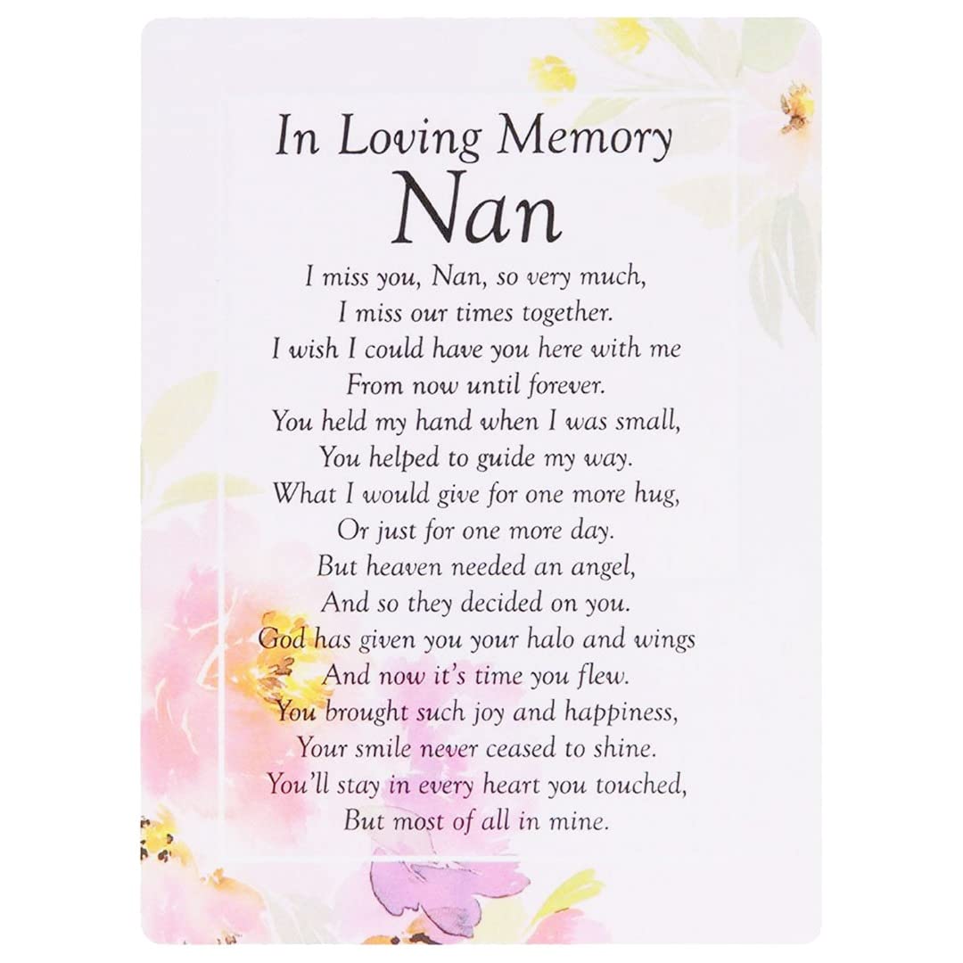 Angraves Multicoloured Loving Memory Nan Floral Memorial Remembrance Verse Plastic Coated Grave Graveside Card
