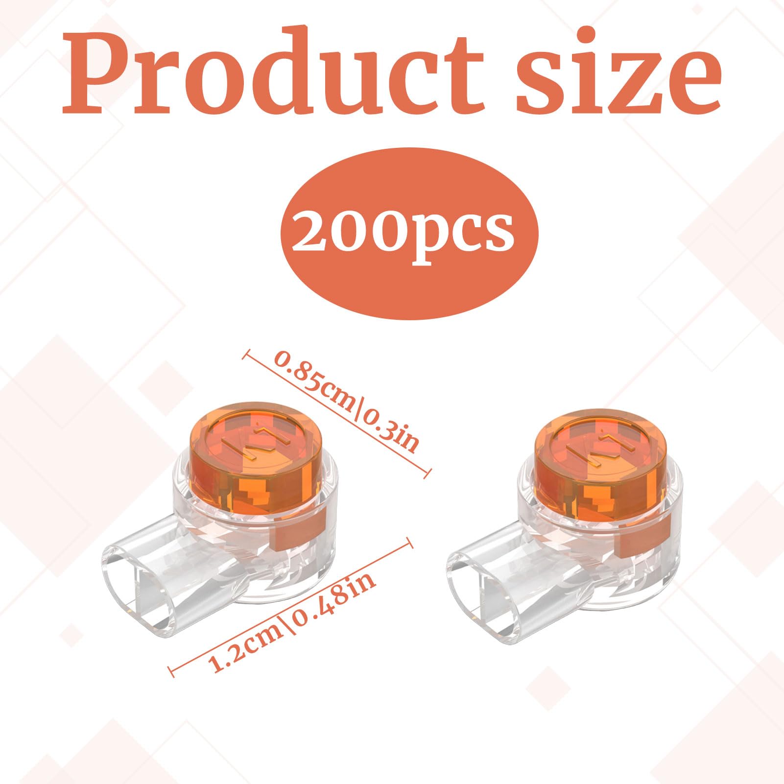 200 PCS K1 Gel Crimps,Waterproof 2 Way Jelly Crimps,Orange Clear Telephone Crimp Connectors,Antioxidant Telephone Cable Connectors for Network Cable Data Wire Joints - Image 2