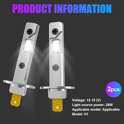 Miniatura 2 de gunhunt 2 bombillas H1 de haz alto en línea para automóvil, 1.929 in x 0.630 in, 3750-2SMD 15 W, IP65, luz antiniebla LED, impermeable, ahorro de