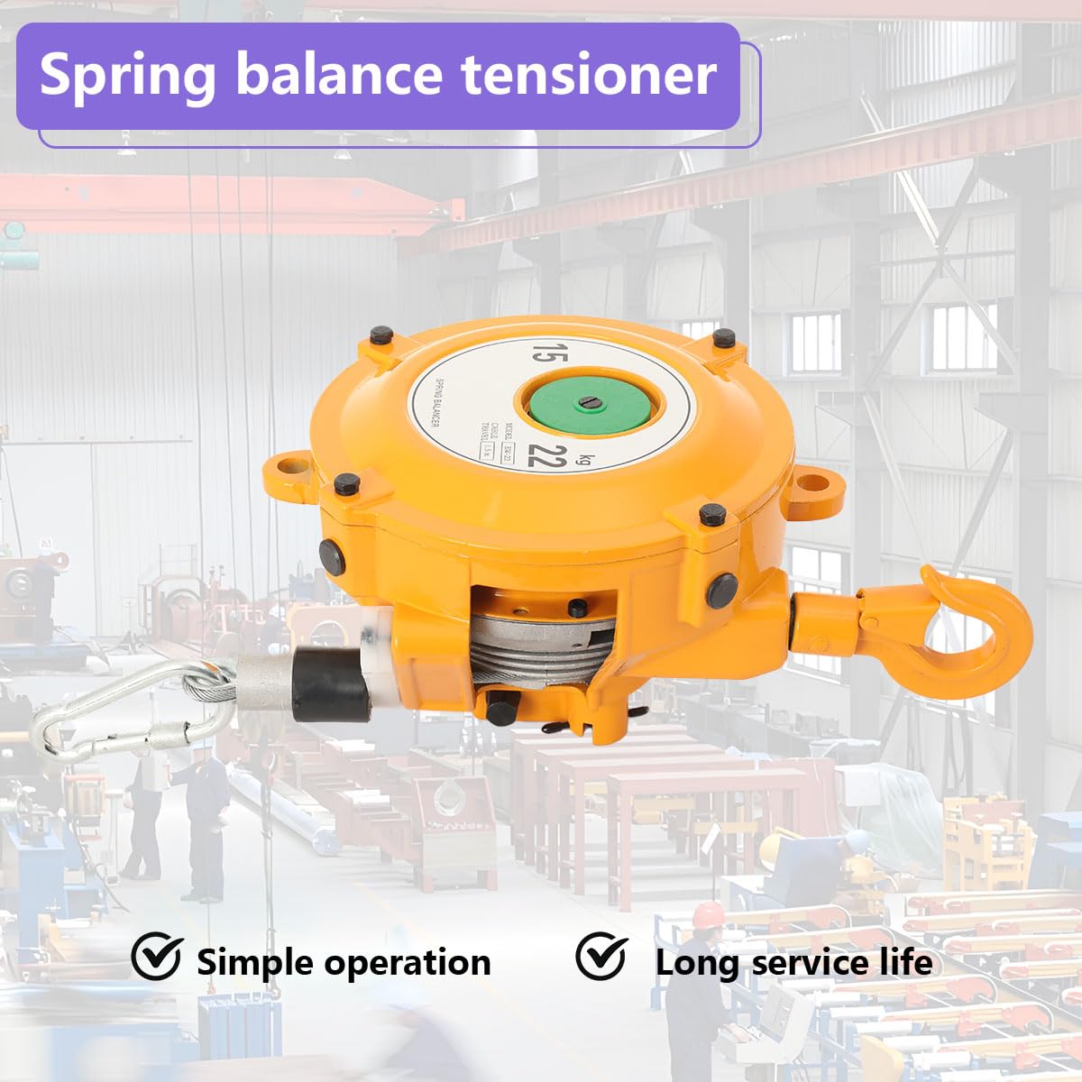 Federzug Balancer 15-22kg Spring Balancer 1.5m Drahtseil Haken Werkstätten Selbsthemmung