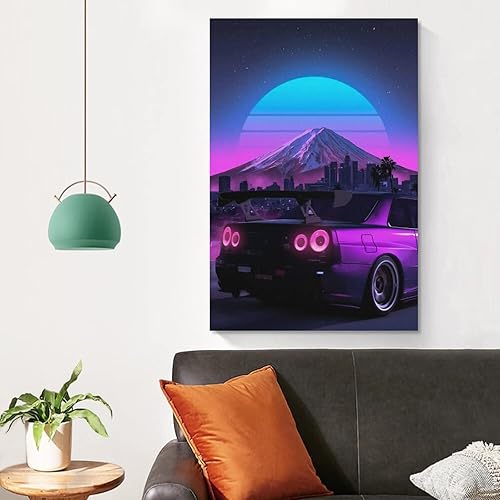 Miniatura 4 de ALUKAP Jdm Car R34 - Lienzo decorativo familiar, pintura decorativa para pared, pósteres colgantes, pósteres para colgar, 12 x 18 pulgadas (11.8 x
