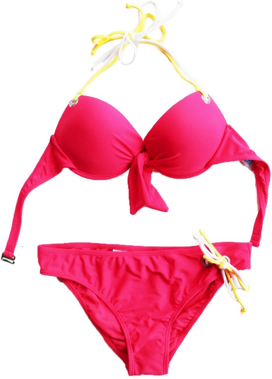 California Waves Women's Bikini Set 2 PC Hot Pink Padded L