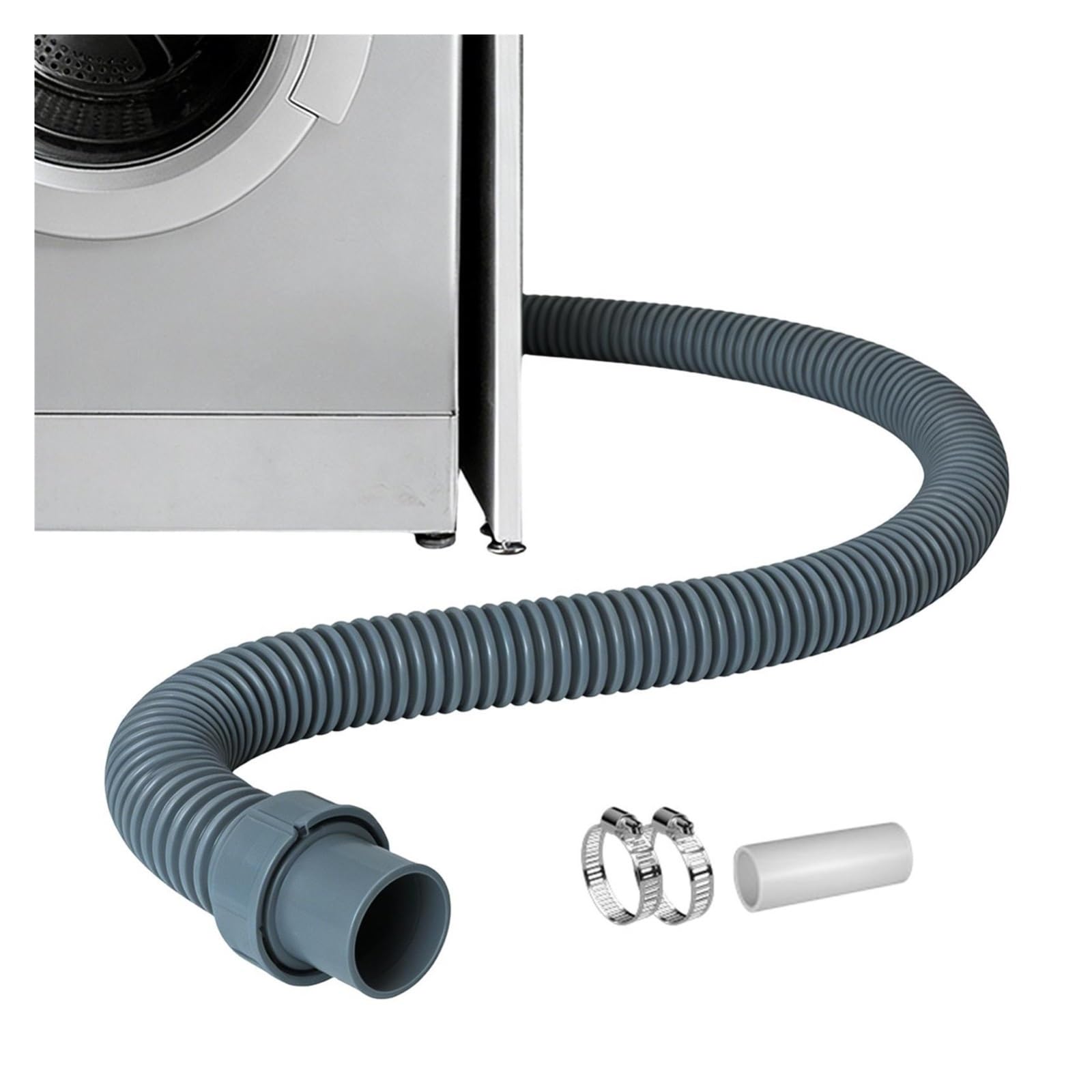 Kit De Tubería De Descarga De Drenaje Flexible De 1 Metro Con Abrazadera Y Conector, Compatible Con Lavadora Y Fregadero