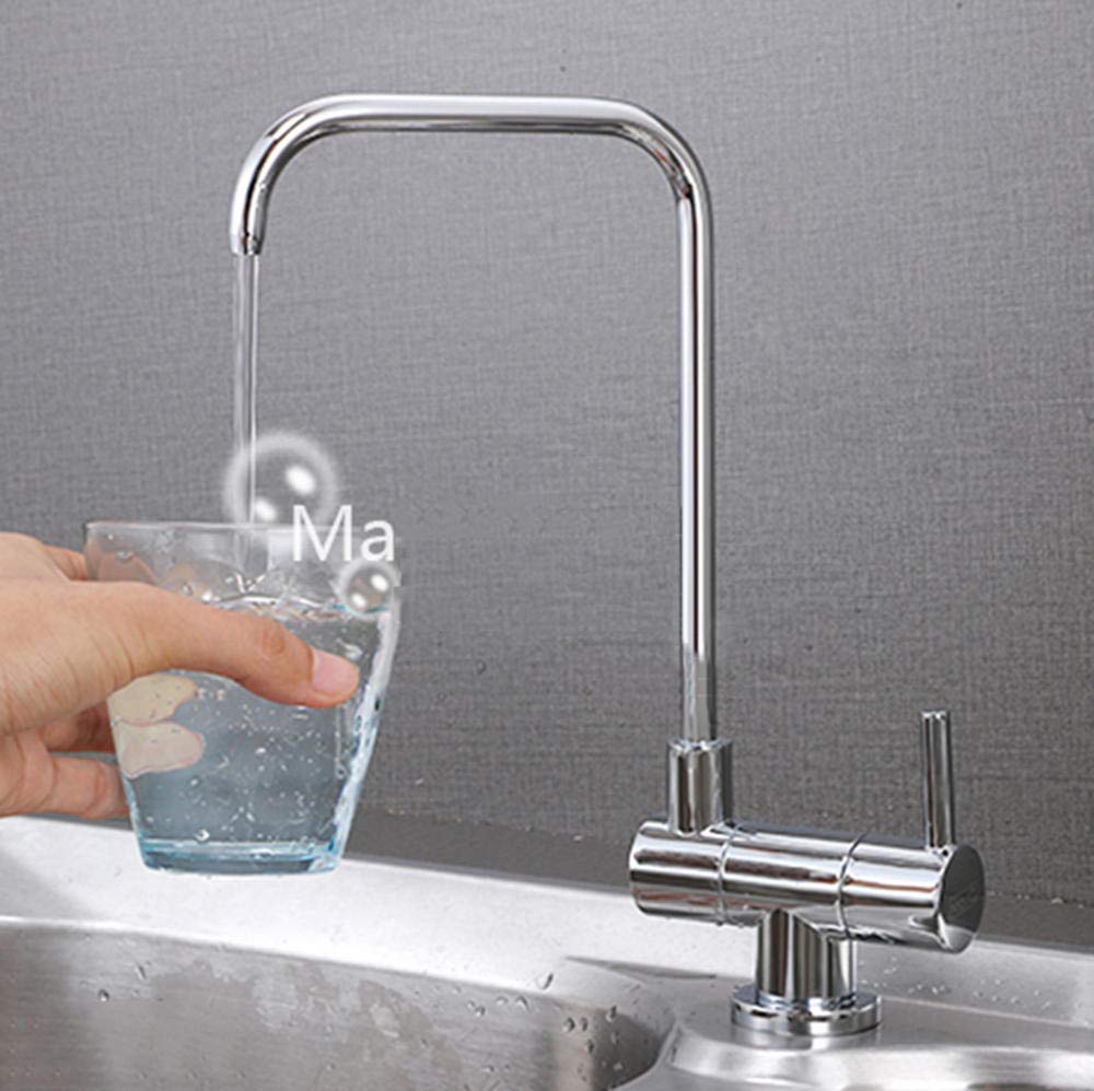 Ventana Interior Abatible Grifo con Filtro de Agua Potable, Fregadero de Cocina, Cobre, Agua Purificada, Ósmosis Inversa, Grifo con Filtro, 1/4" o 1/2" - Cromo
