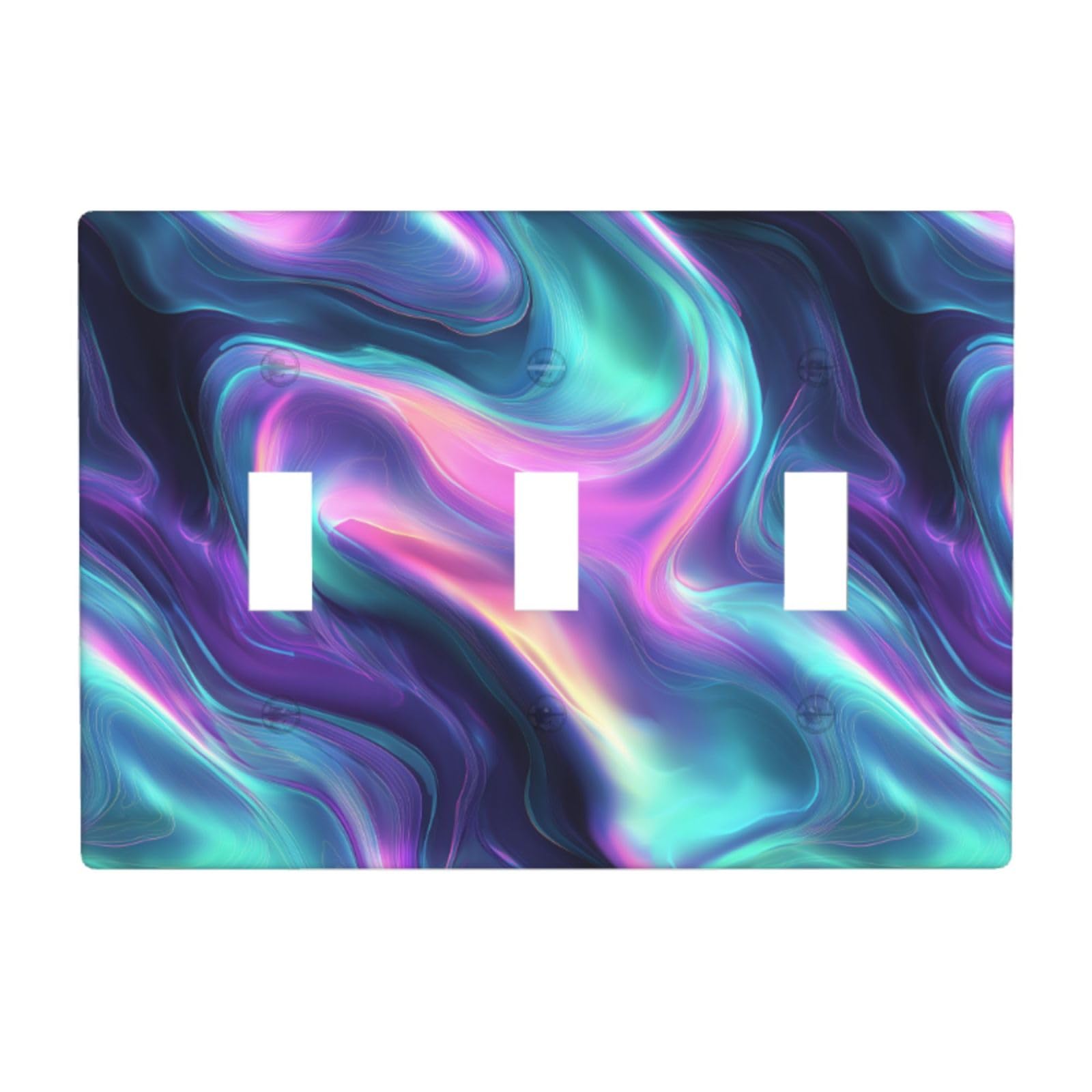 Neon Liquid Wave Pattern Light Switch Covers 3 Gang Triple Toggle Wall Plate Switchplate Electrical Faceplate for Bathroom Kitchen Bedroom Decor