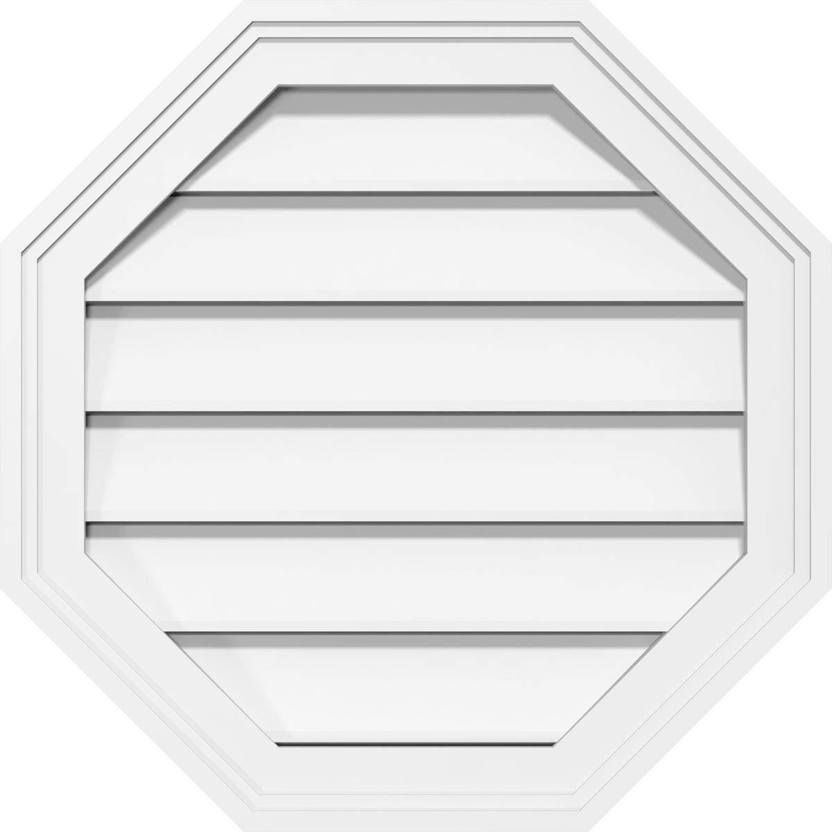 Ekena Millwork GVPOC26X2602SF Octagonal Surface Mount PVC Gable Vent, 26"W x 26"H, Factory Primed White