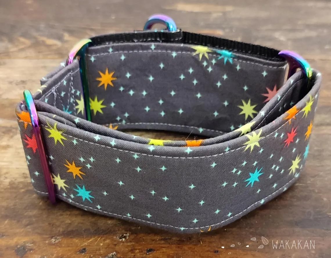 Collier Martingale pour chien : Fireworks, fabriqué à la main en Espagne par Wakakan