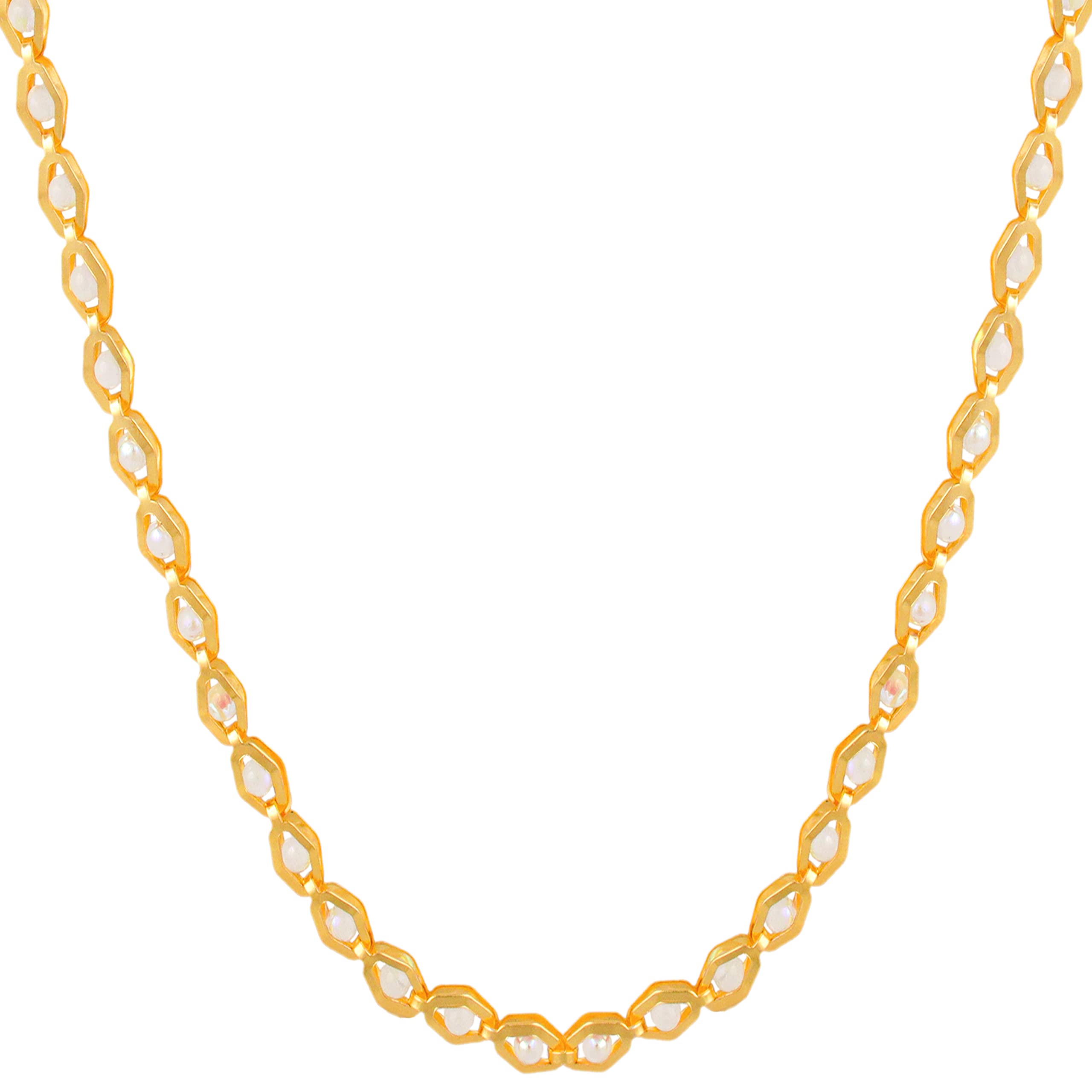 Fashion Frill Elegant Gold Plated White Beads Gold Chain Necklace For Women Girls Neck Chain 28 Inches (B0B68ZJ21V) Amazon Price History, Amazon Price Tracker
