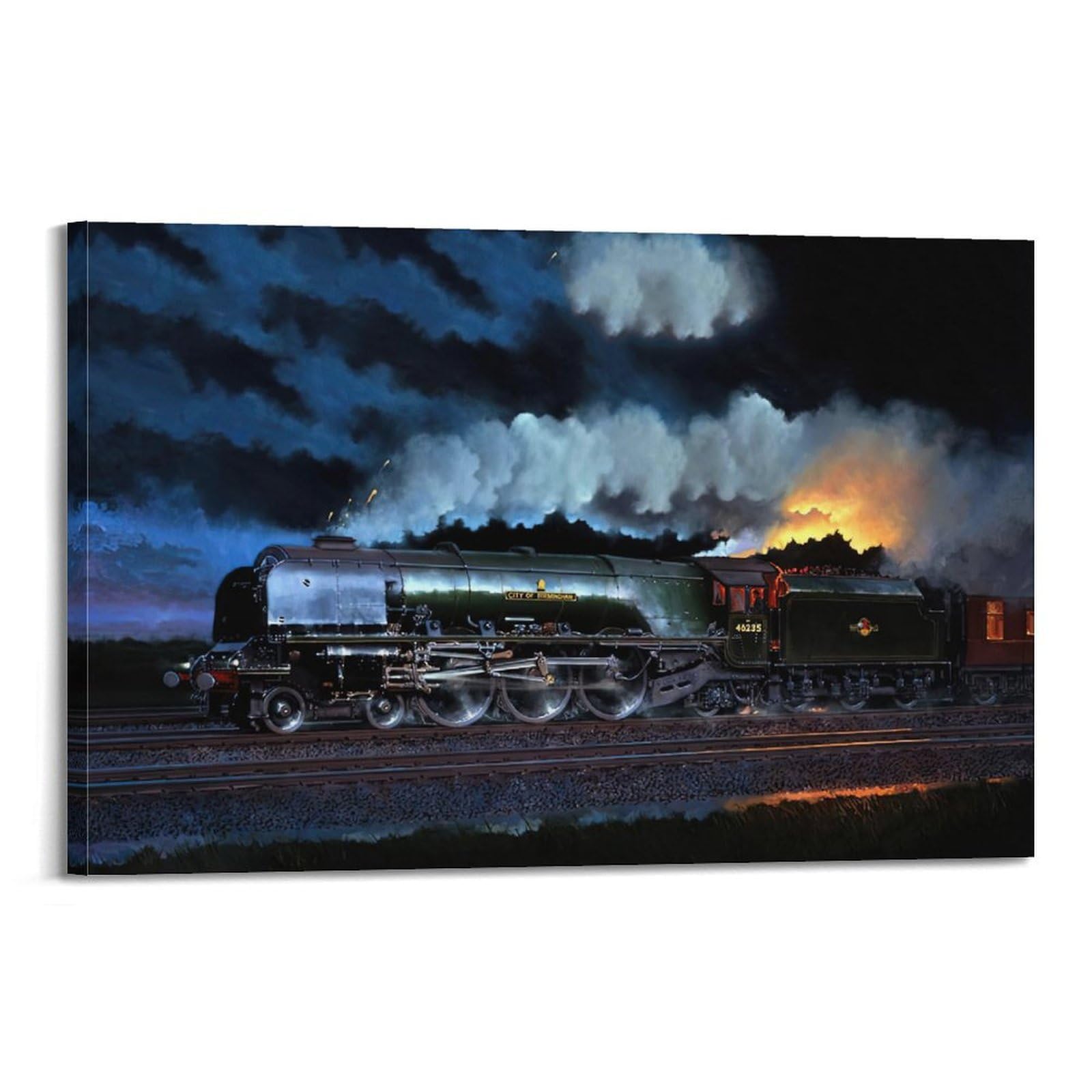 ZSZWHJ Vintage Transport Art Poster Train at Night Poster Decorative Painting Canvas Wall Posters And Art Picture Print Modern Family Bedroom Decor Posters 20x30inch(50x75cm)