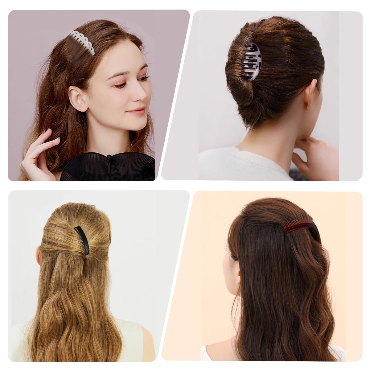 16 Pièces Peignes Latéraux Francais, XingyLi Peigne à Cheveux Côté Décoratifs en Plastique, 9/11/16/23 Dents Pince à Peignes Chignon Latéraux, Peigne de Voile de Mariage Accessoires pour Femmes