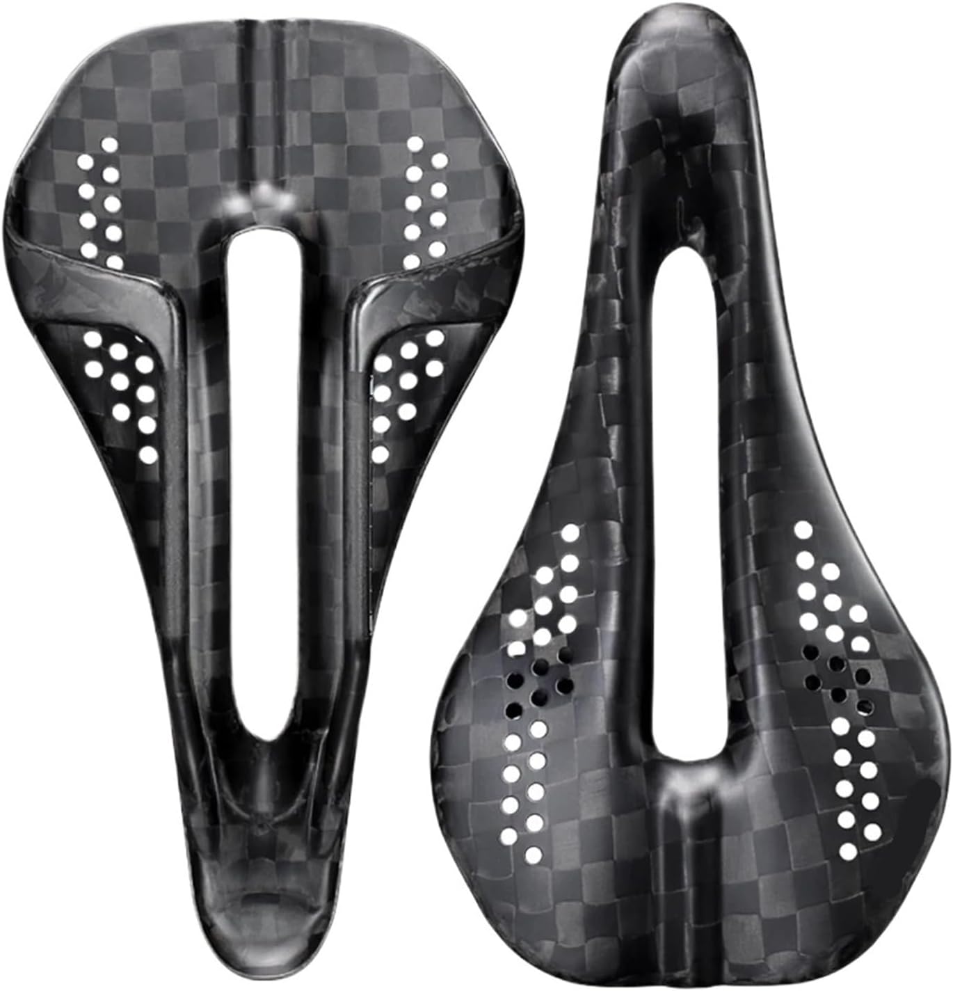 12K Carbon Ultralight Bike Saddle 59g 230x125mm Unisex Racing Seat 7x7 Dual Track Design for MTB Gravel Road Cycling