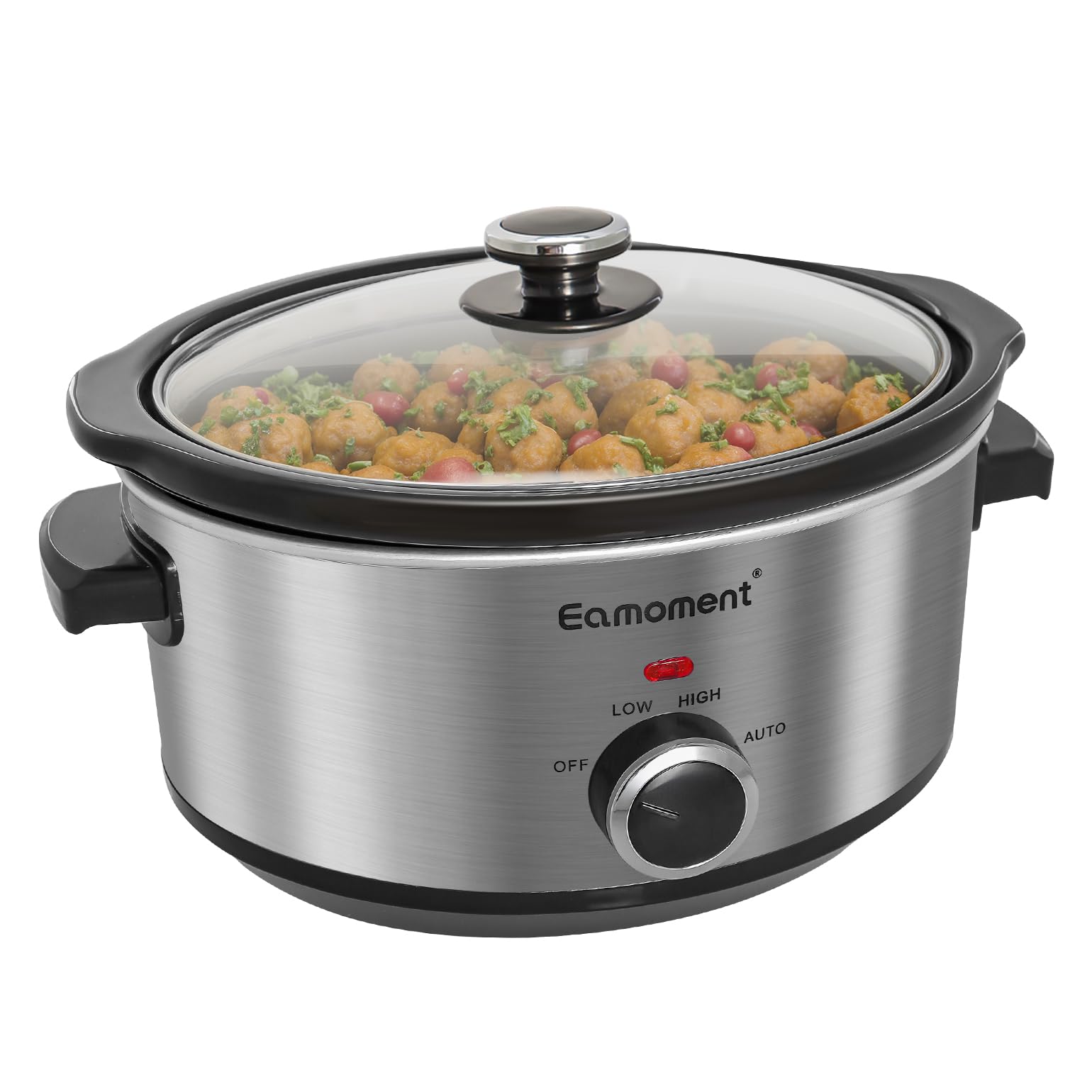 ESC-35A-OSSL 3,5L|200 W Slow Cooker avec 3 niveaux de chauffage et indicateur de puissance, passe au lave-vaisselle et avec poignées de transport, argenté