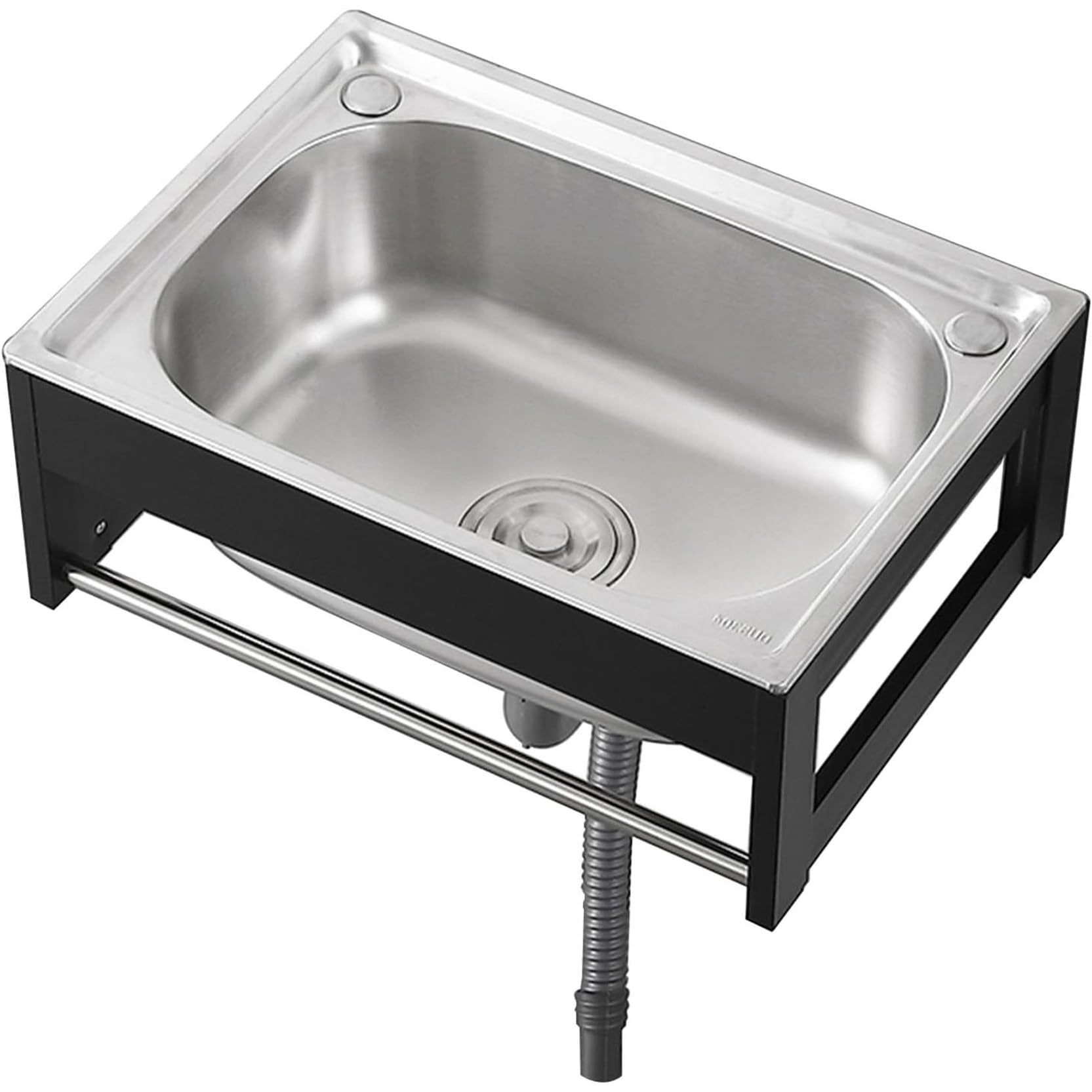 ZQFHSX Stainless Steel Wall-Mounted Utility Sink Single Bowl Kitchen with Stand Ideal for Laundry Garage & Restaurant (48x35cm) -& Space-Saving Design