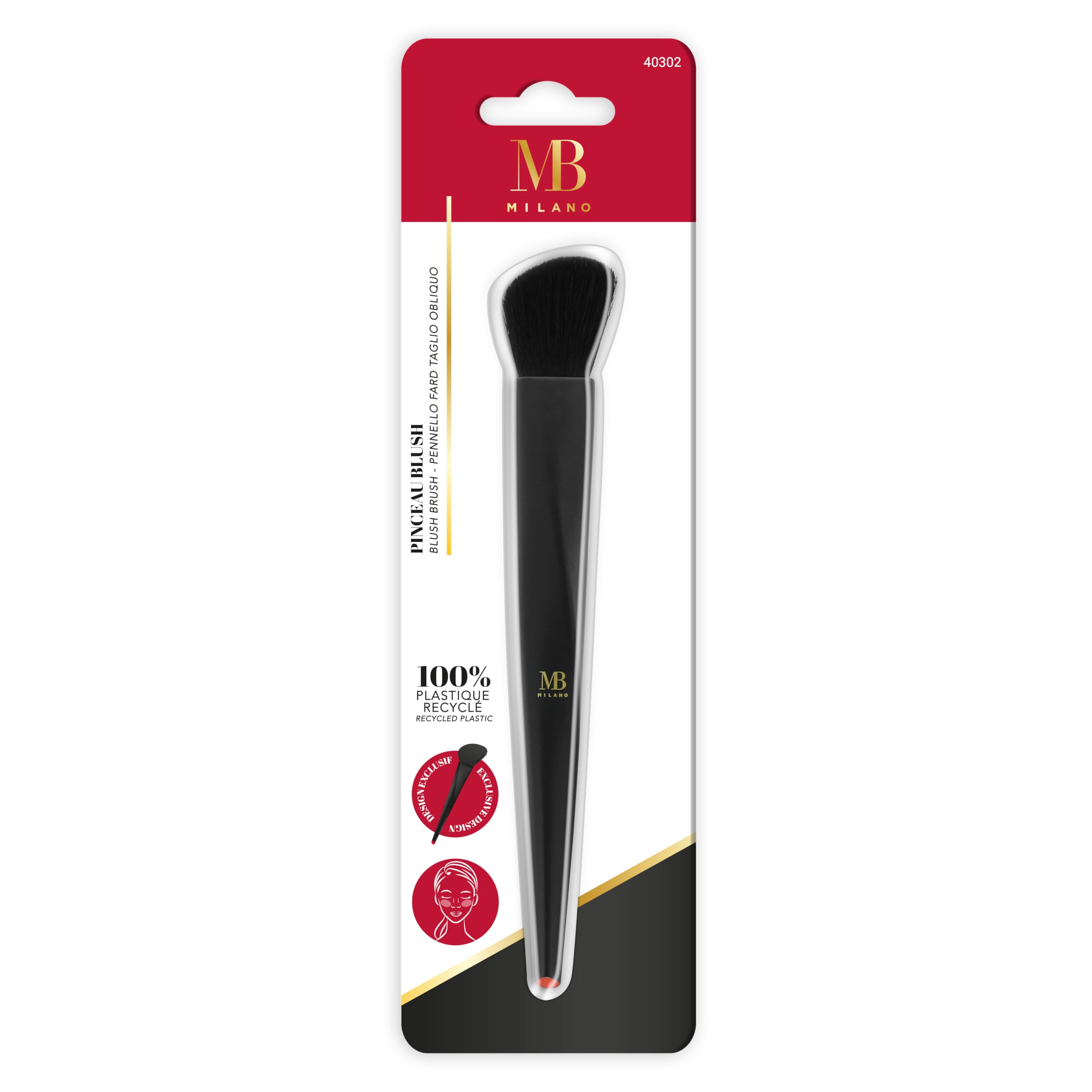 MB Milano - Blush Brush - Exclusive Design - 100% Recycled Plastic - Makeup, Black - Image 2