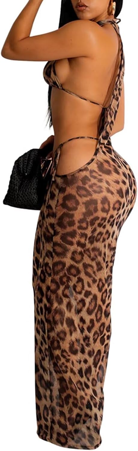 Ryehack Sexy 3 Piece Swimsuits for Women Thong Bikini Sets Cover Up Sheer Mesh Maxi Dress Cruise Beach Vacation Clothes - Image 2