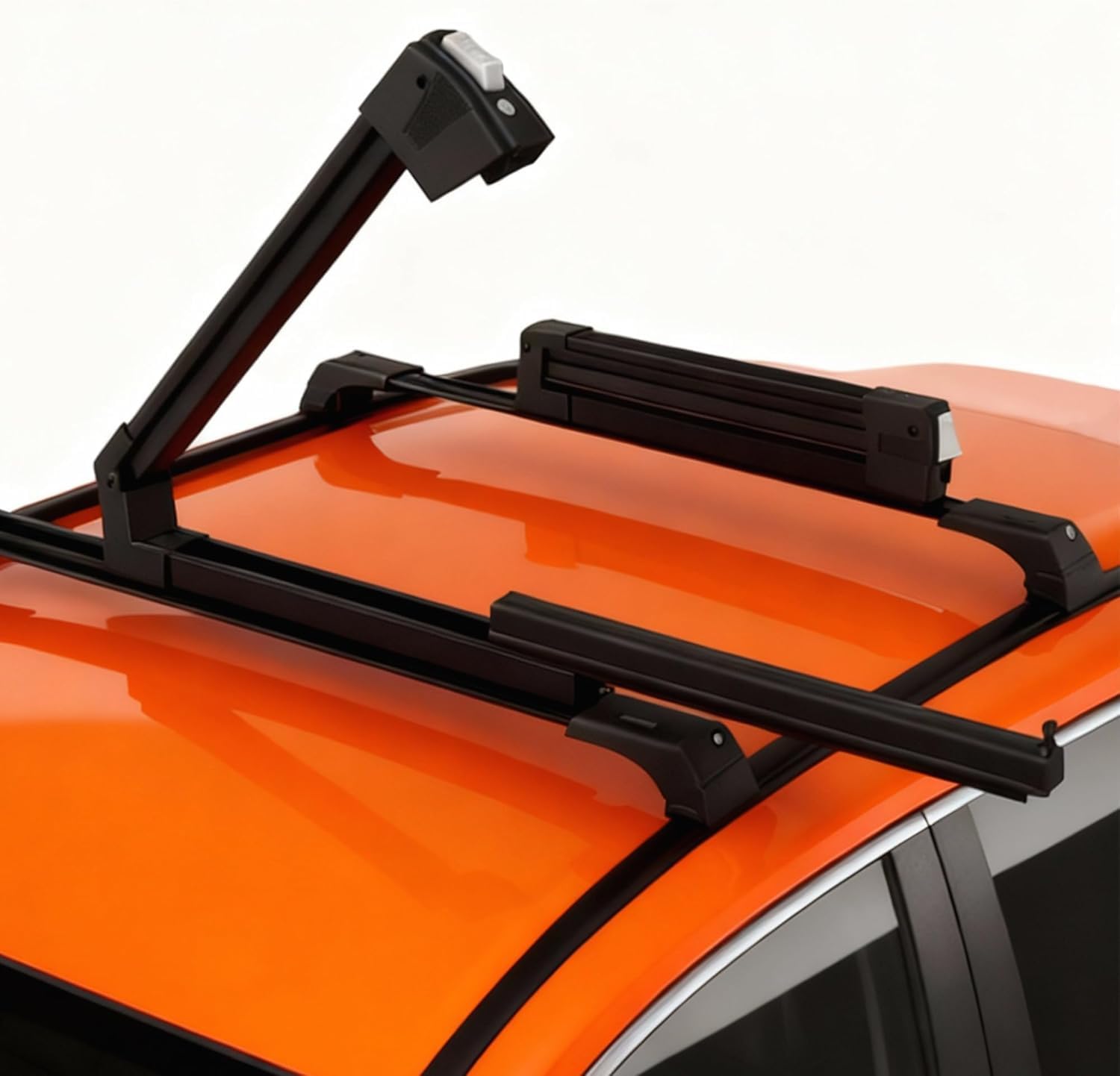 Axenture Sliding Ski Rack for Car Roof, Lockable, 4 Ski Pairs, 65cm Black