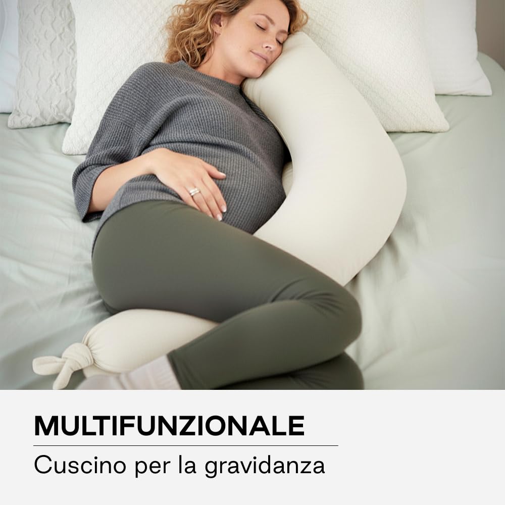 Jané Cuscino per Allattamento XXL e Gravidanza, Cuscino per Dormire e Riposo, Fodera 100% Cotone Mussola, Beige