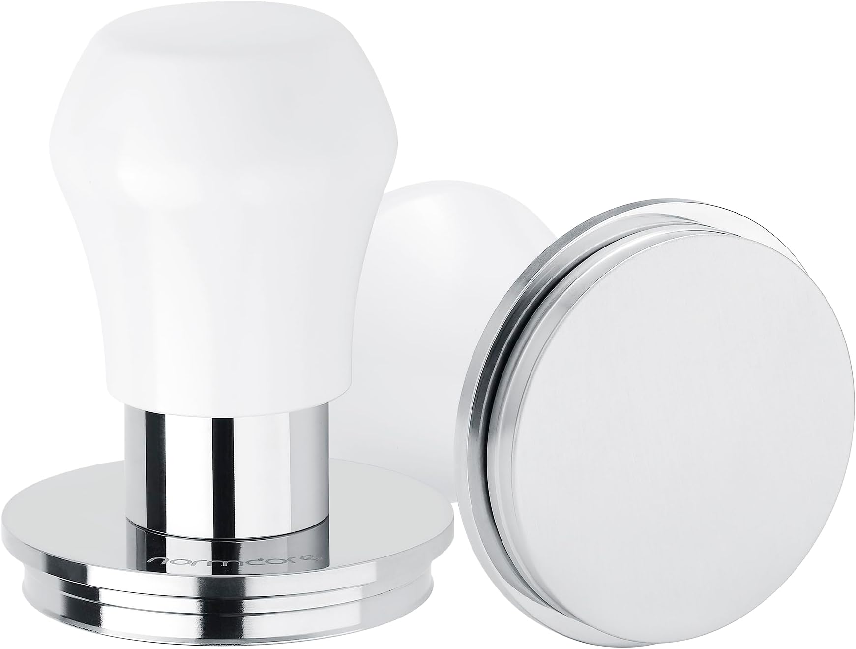 58mm Coffee Tamper V4.1 Mini, Spring-Loaded with Click Feedback, Compatible with 58mm Espresso Machines Portafilter, Anodized Aluminum Handle and Silcone Stand, White