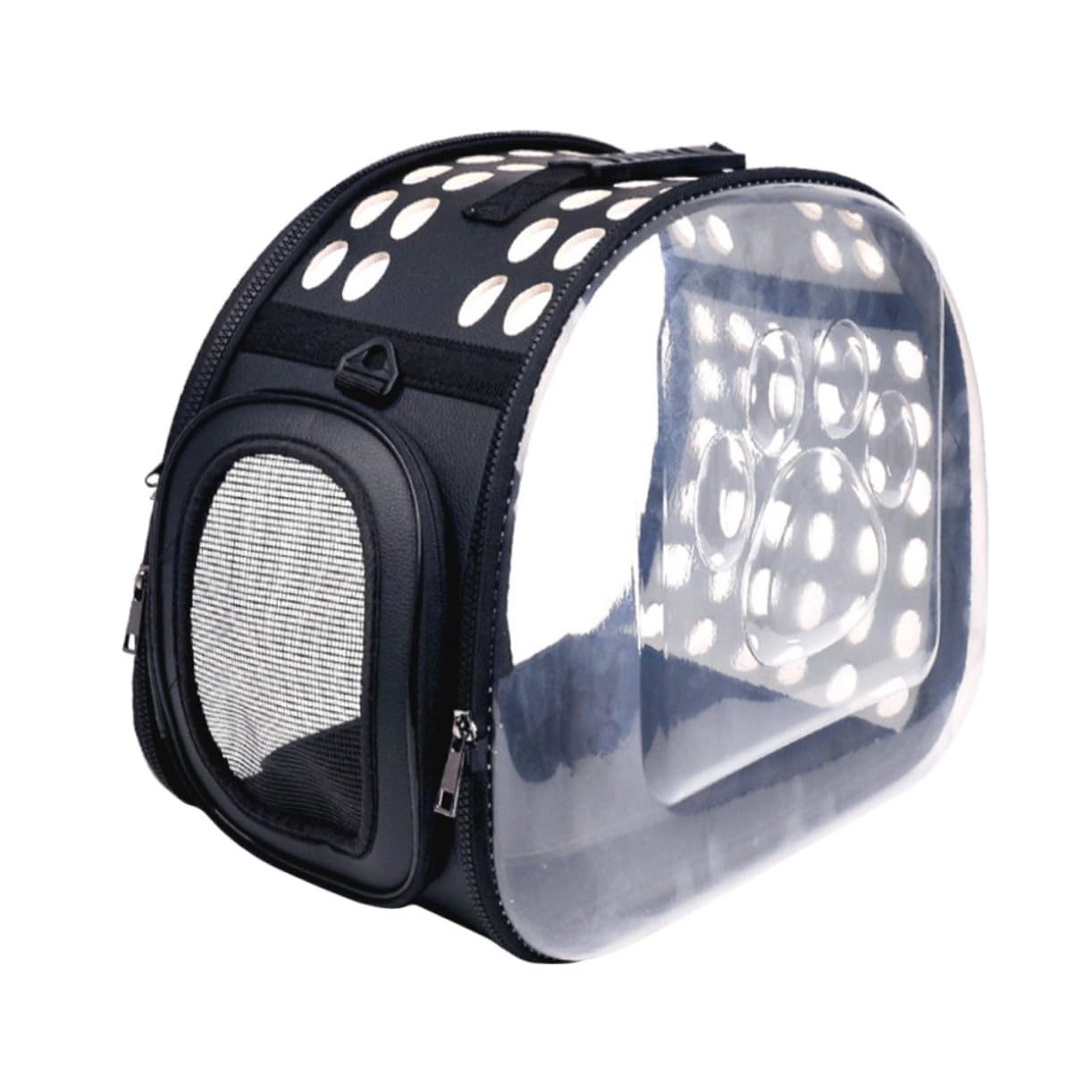 Trasportino Zaino per Gatti e Cani Pieghevole Nero in Pvc