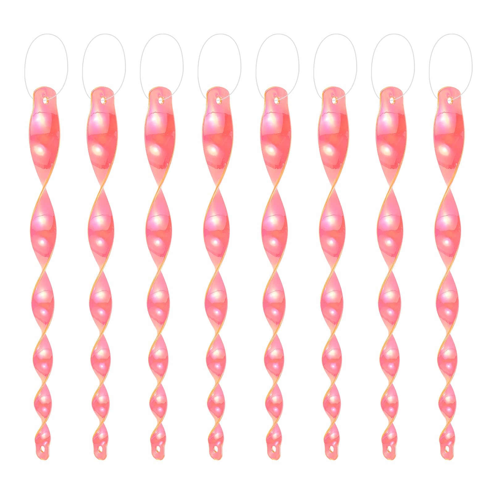 M METERXITY 8-Pack Bird Reflective Rods 11.5 Inch Spiral Bird Scare Rods Hanging Birds Deterrent Device for Yard/Patio/Garden/Farm/Decoration [Pink]