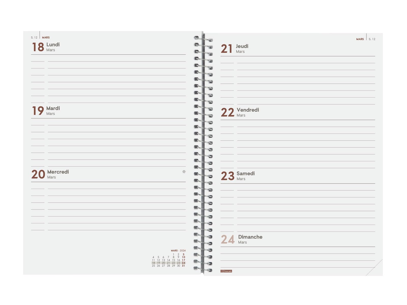 Finocam Espiral Design Collection 2024 Horizontal Weekly Diary January 2024, December 2024 (12 Months) Medium French Jungle - Image 4