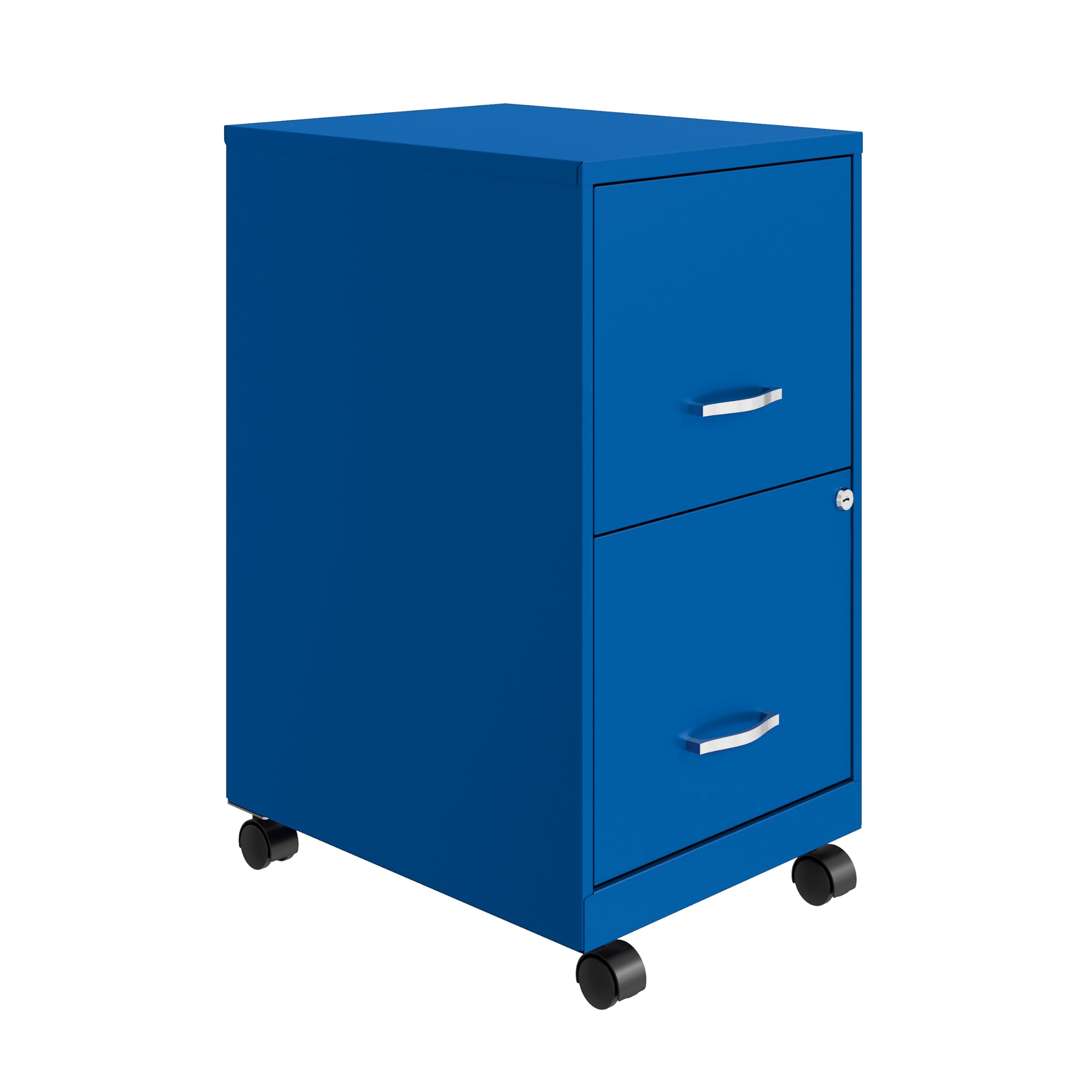 Space Solutions 2 Drawer Metal Mobile File Cabinet with Lock, Letter Size, Blue, Fully Assembled