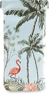 susiyo Africa Animals Leaves Glasses Case Portable Microfiber PU Leather Soft Sunglasses Bag Eyeglasses Pouch Holder Squeeze Top for Women Men