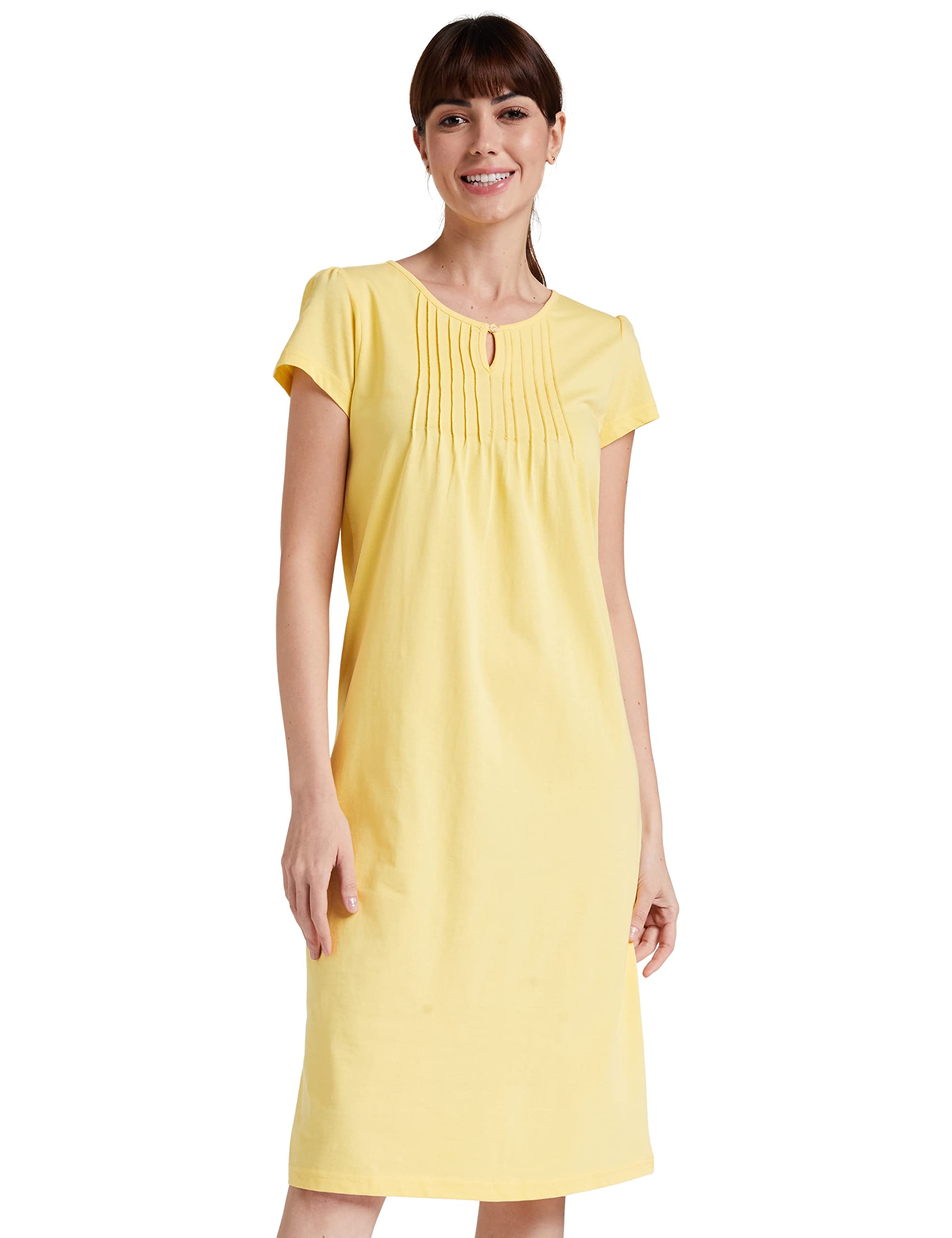 Amazon Brand - Symbol Women Cotton Calf Length Regular Fit Nighty | Night Dress (Available in Plus Sizes)