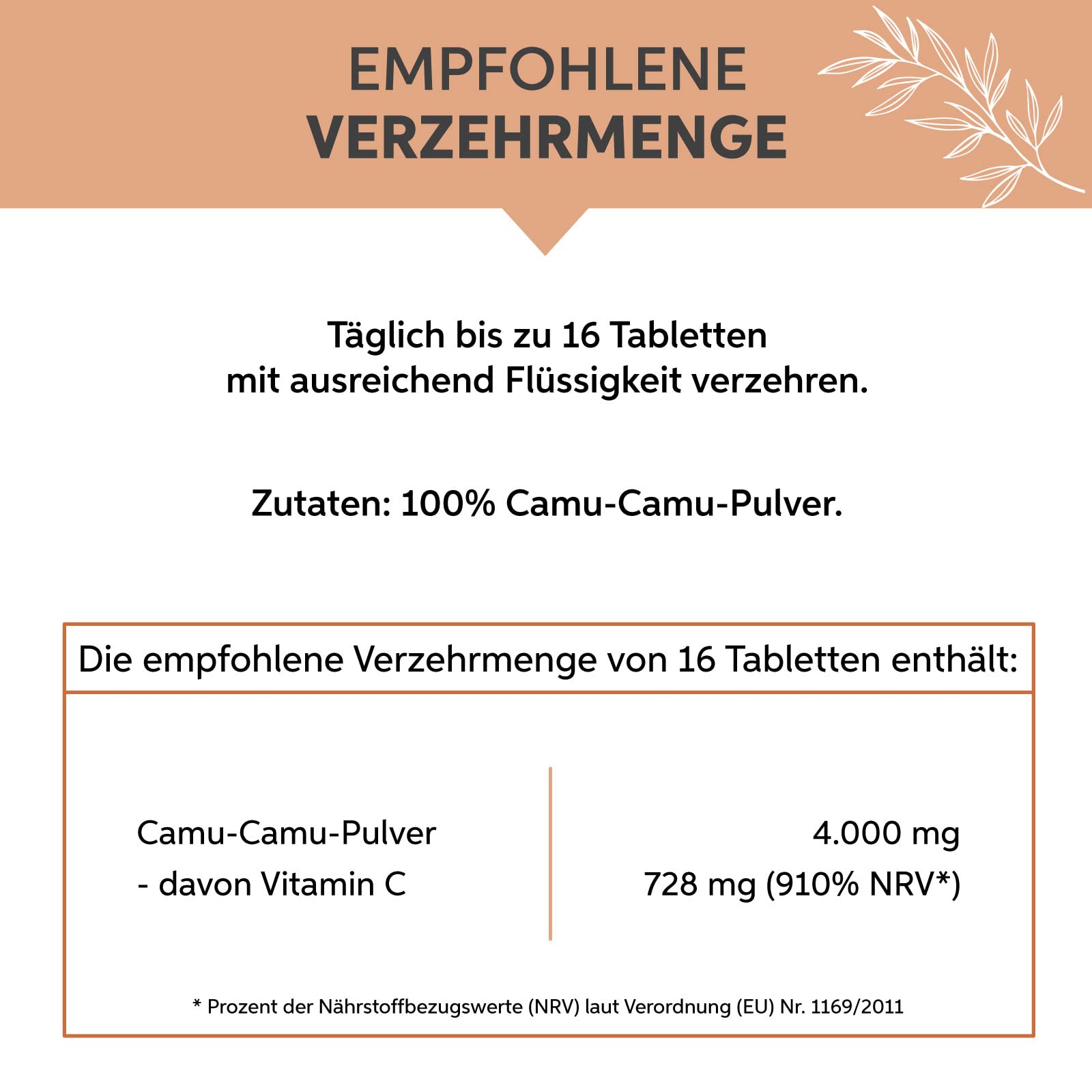 Camu Camu Tabletten 4000 Presslinge | Hochdosiert 4000mg Tagesdosis | 250mg Tabs natürliches Vitamin C in Rohkost-Qualität
