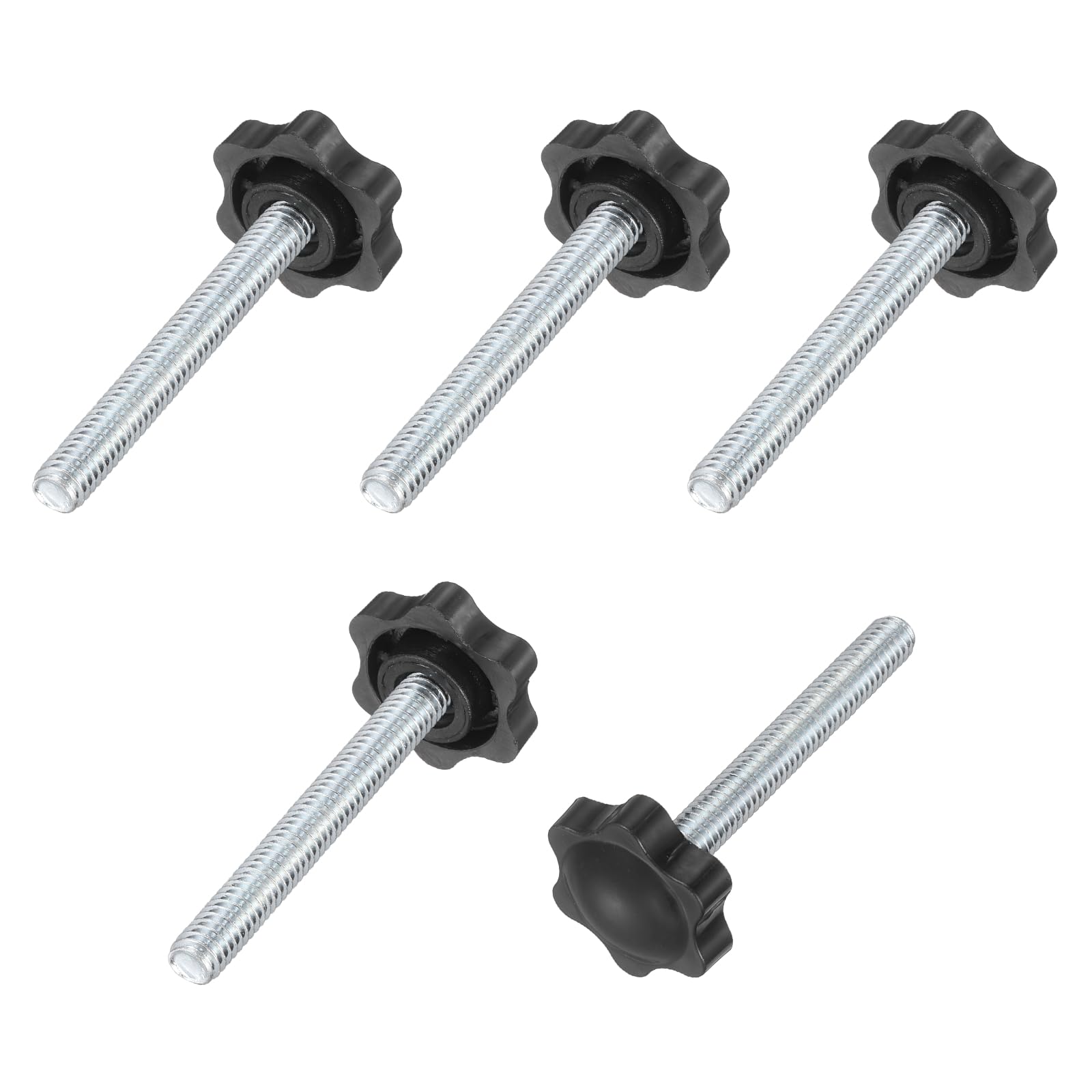 sourcing map 5Pcs 5/16"-18 Star Knobs, 2.4" Threaded Stud Plastic Male Clamping Knob Screw Hand Tightening Replacement Knob for Industrial Furniture Tools Jigs Clamps, Black — image 1