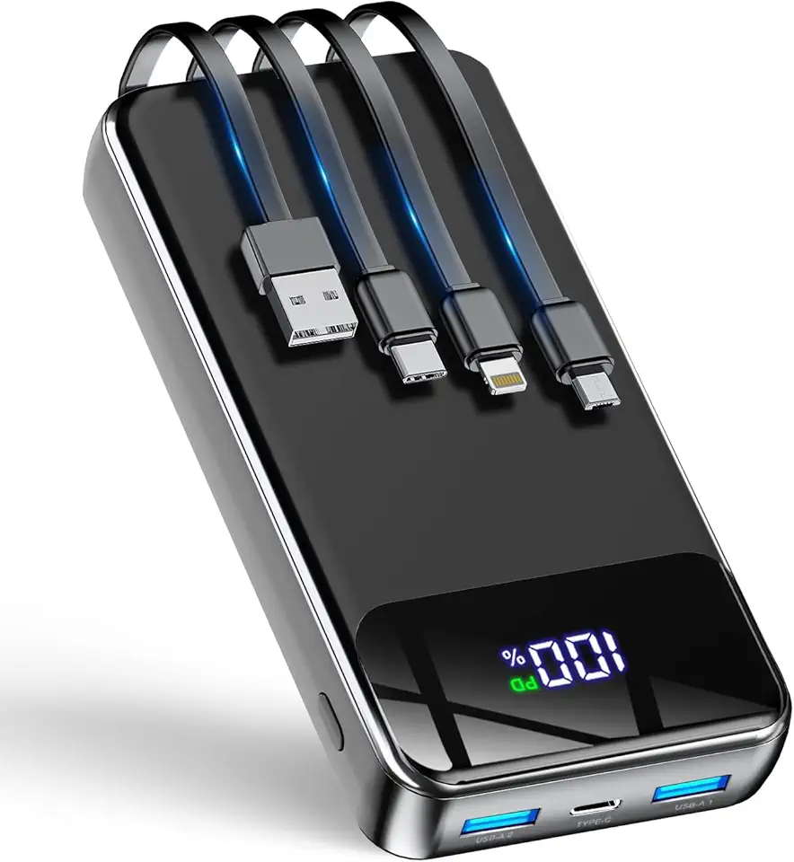 GTOCE Portable Charger,40000mAh Power Bank with 22.5W Fast Charging LED Digital Display Battery Pack with 6 Outputs 2 Inputs, Type C Powerbank Portable Charger for iPhone 16 pro Samsung AirPods,Black