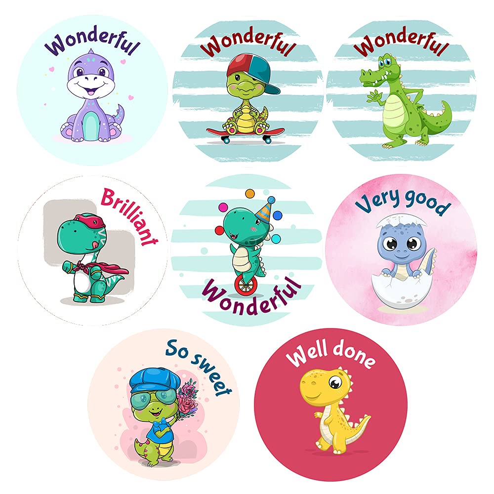 Pack of 120 Dinosaur Stickers - Waterproof Reward Stickers, Self-Adhesive (30 mm), Packwith®