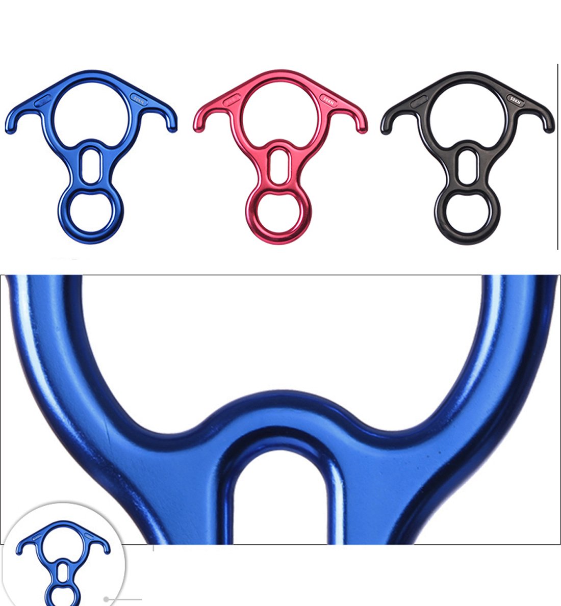 35KN Terminal Rescue Figura 8 Discendente con Bent-ear Rappelling Gear Dispositivo di Belaying Per Outdoor Rock Climbing Aerial Silks Yoga Swings Hammock