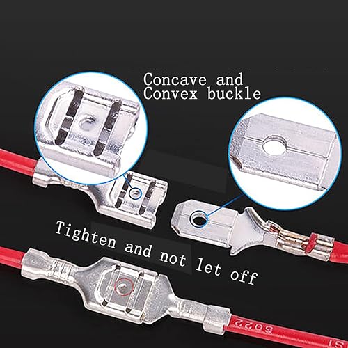 Miniatura 2 de 30 terminales de crimpado de doble cabeza de 0.248 in con funda aislante con alambre rojo + negro hembra pala kit surtido de empalme rápido 11.82