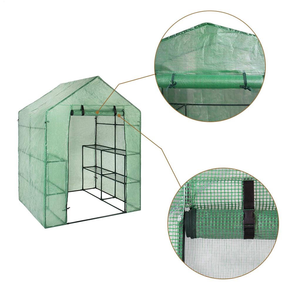 Serra da Giardino Copertura Griglia in PVC Walk-in, Impermeabile Anti-UV, 143x73x195 Cm