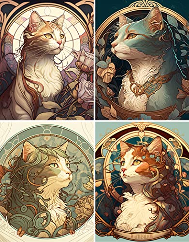 Imanes Decorativos de Vinilo Gato Art Nouveau 4 pzas miniatura 1