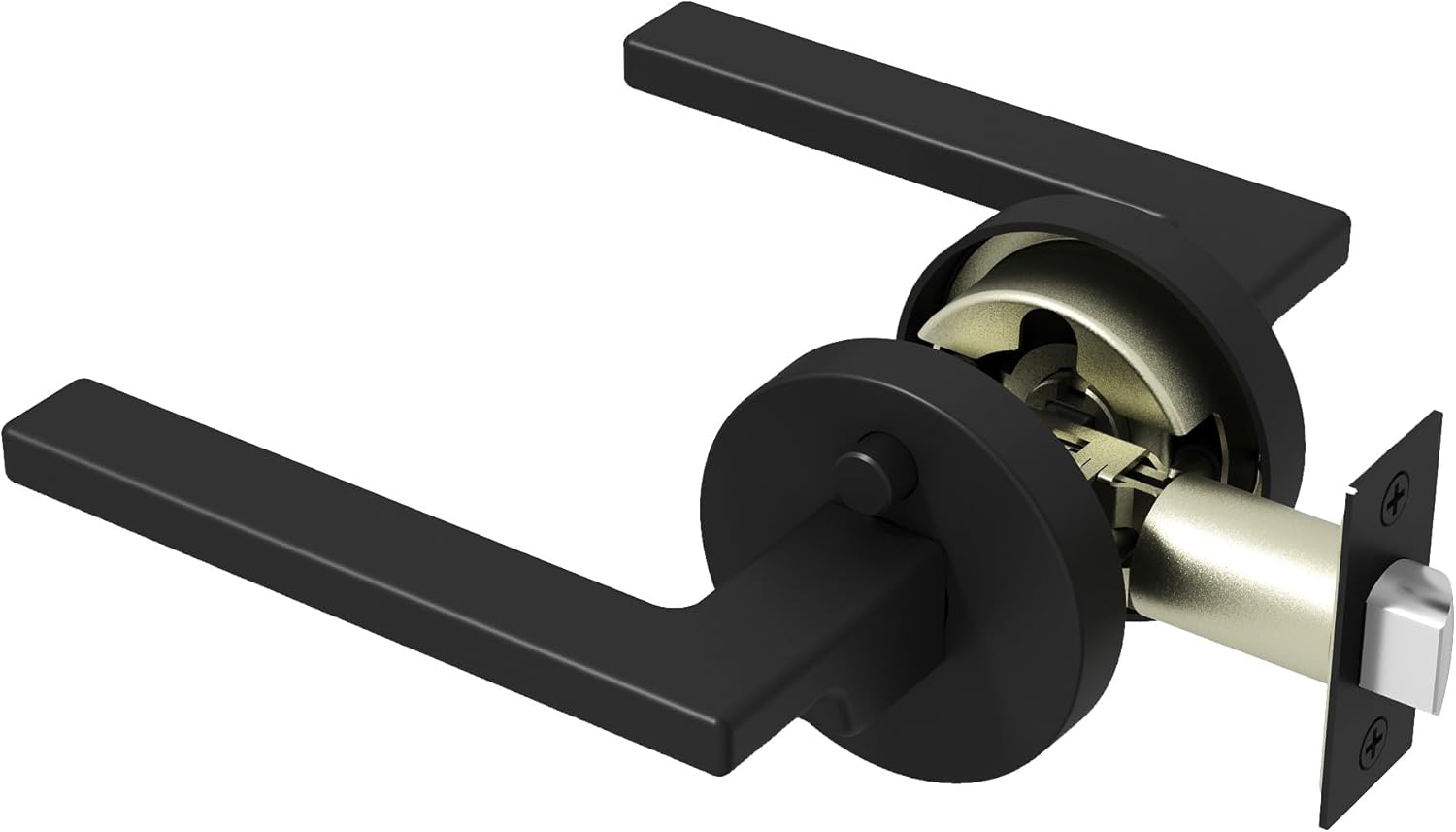 Okun Dune 1-Pack Matte Black Privacy Door Levers – Push Button Lock, Reversible, Sleek Concealed-Mount Design for Bedroom & Bathroom