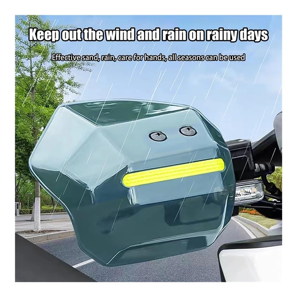 1 Juego de Protector Mano para Motocicleta, protección contra el Viento, la Lluvia y Sol, con Tira Reflectante Nocturna(A2)