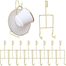 8Pcs Coffee Cup Holder, Stainless Steel Tea Cup and Saucer Display Stand, Elegant Vintage Metal Tea Service Display Rack for Kitchen Plate, Teapot, Coffee Mug