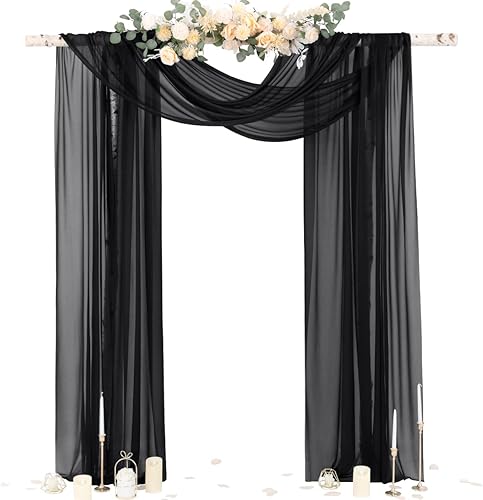 Miniatura 86 de Socomi Wedding Arch Draping Fabric 29" x 20Ft 2 Panels Burgundy Sheer Outdoor Curtain Drapes Extra Long for Bridal Baby Shower Ceremony Birthday