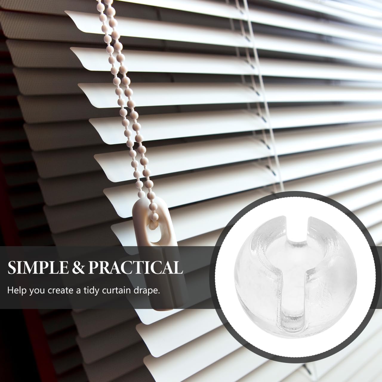 Unomor Clear Bead Chain Stops for Roller Shades Vertical Blinds Window Curtain Accessories Adjustable Beaded Chain Fixers 12 Pieces 0.31X0.31X0.27 Inches - Image 4