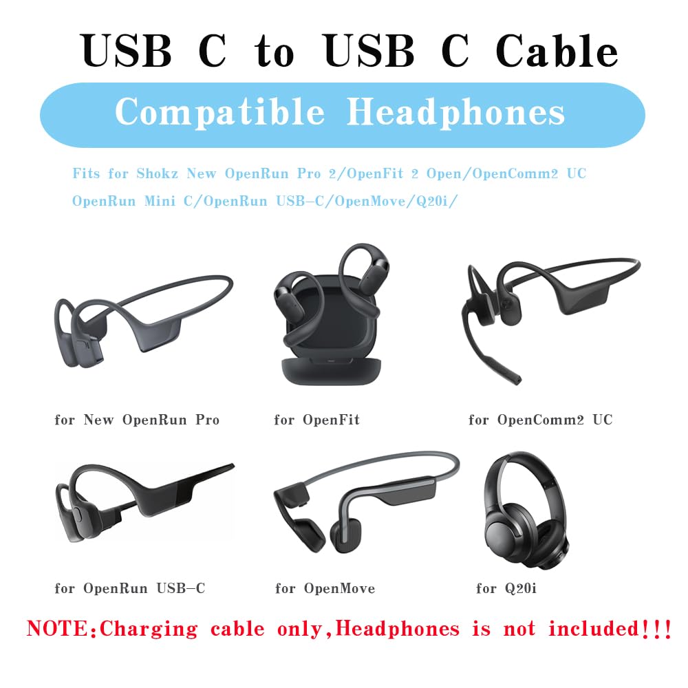 Amazon.co.jp: Shokzヘッドフォン用USB C充電ケーブル 60W 3A 高速充電