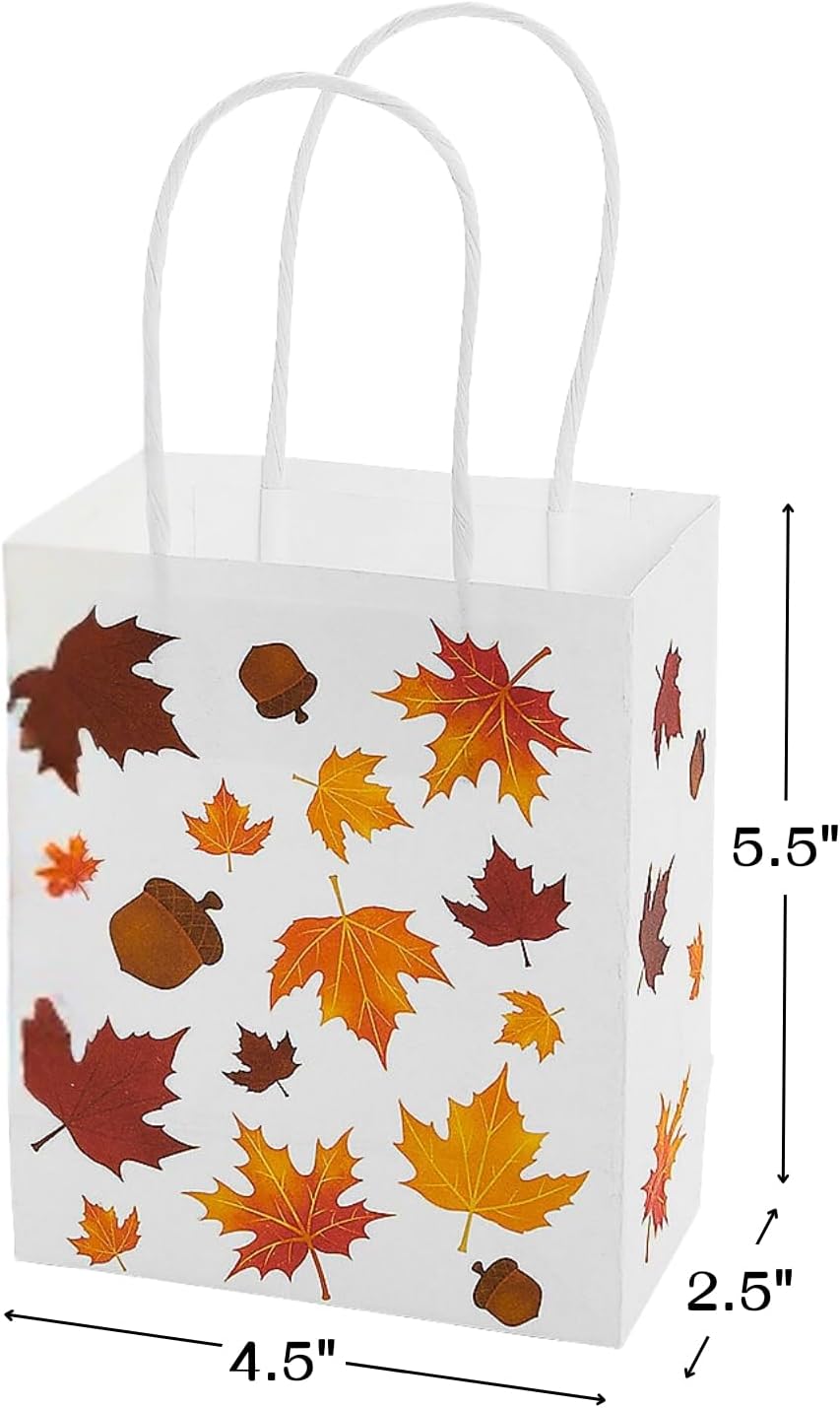 Fun Express Small Fall Paper Gift Bags - Party Supplies - 12 Pieces