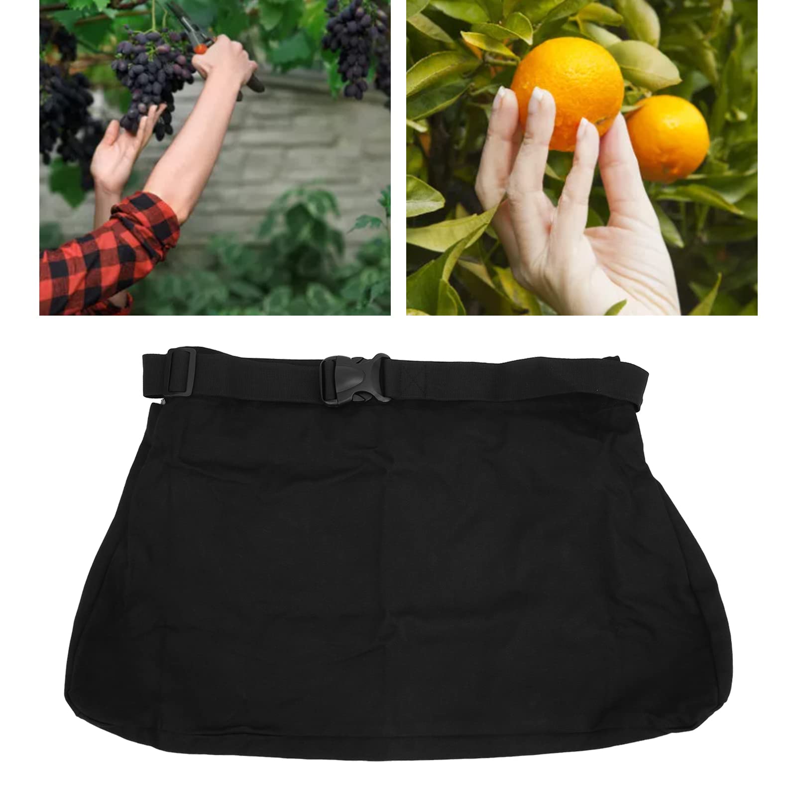 Socobeta Tablier de Cueillette de Fruits, Sac de Cueillette de Fruits de Jardin, Tablier de Cueillette de Jardin Oxford pour Fruits, Agrumes, Légumes(Le Noir)