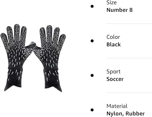 Miniatura 6 de Yuly Guantes de portero, agarre fuerte para portero de fútbol, guantes de portero con talla 678910, guantes de fútbol para niños, jóvenes y adultos